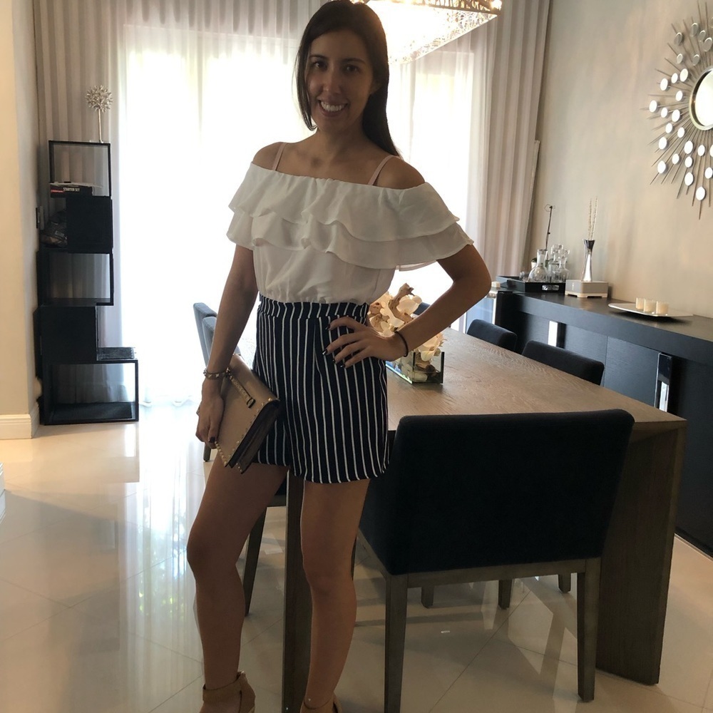 Shop17 White Ruffle Striped Romper - Picture 4 of 6
